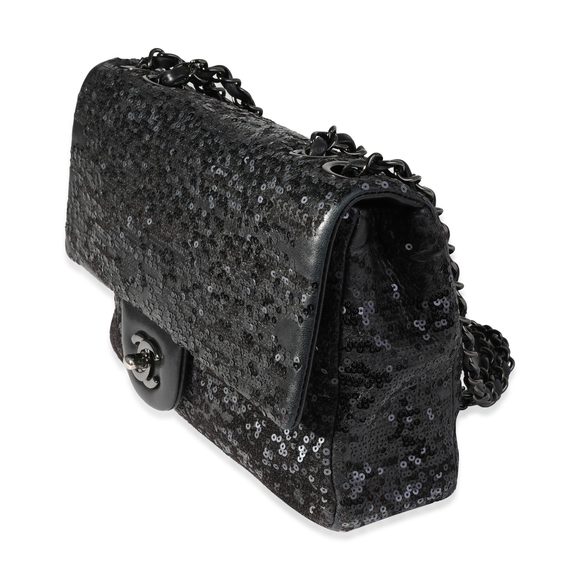 Chanel Black Sequin Lambskin Moonlight On Water Medium Single Flap Bag - Picture 2 of 8